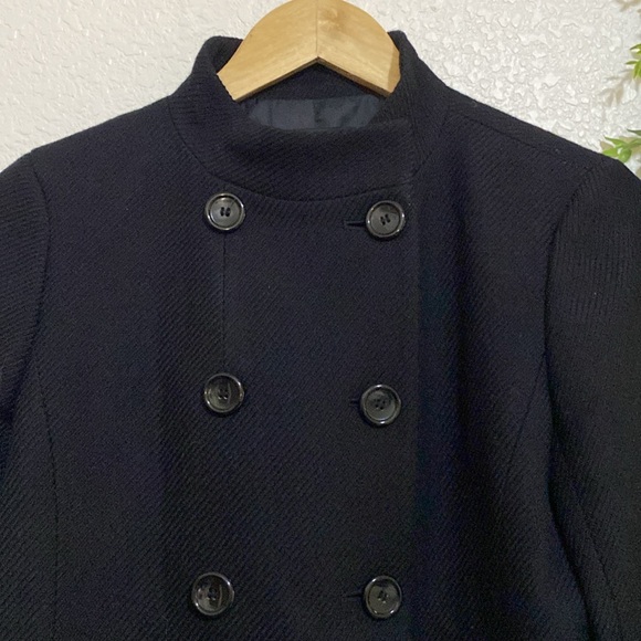 Ann Taylor Black Military Style Wool Peacoat Jacket Size XXS - Picture 3 of 9